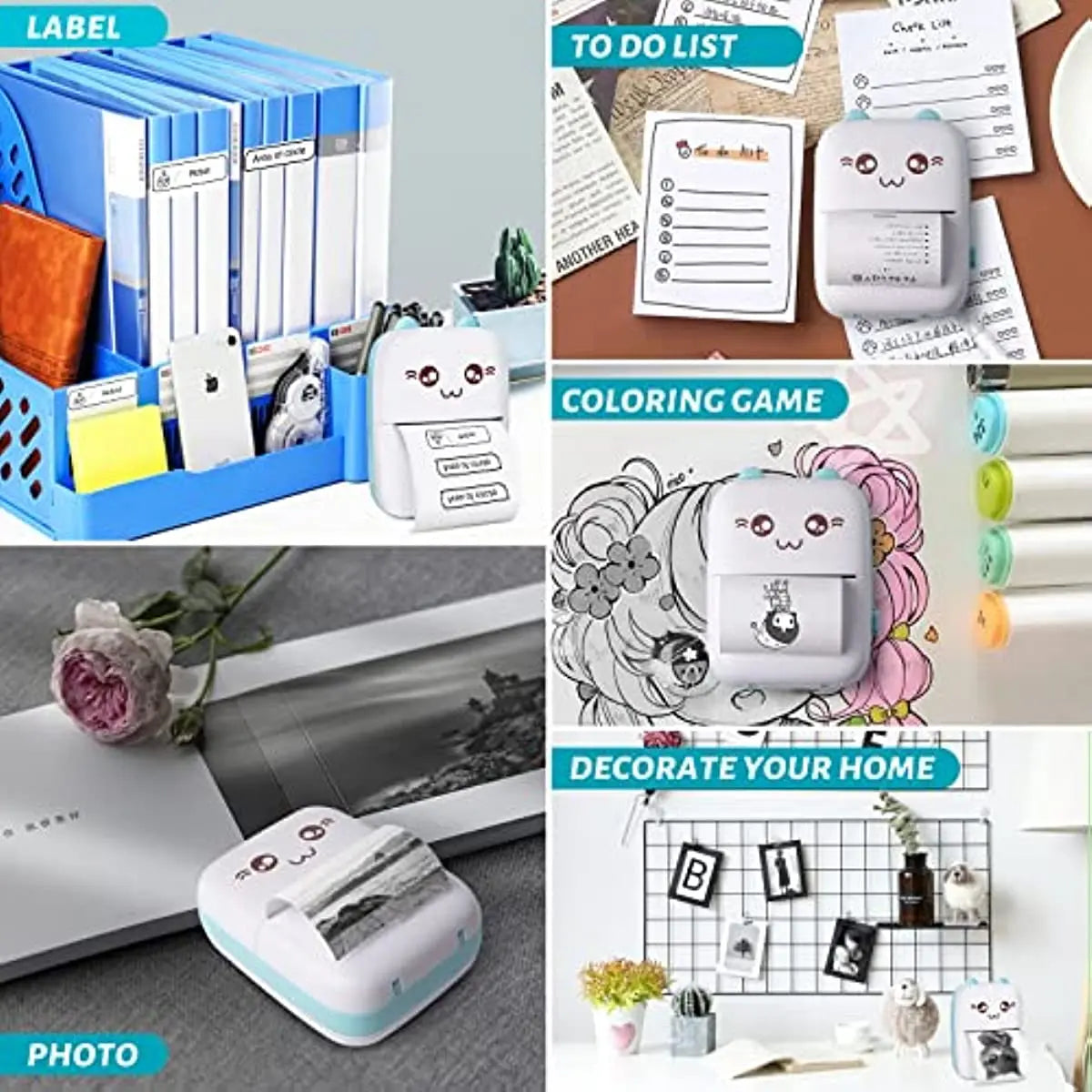 Mini Photo Pocket Printer Portable Ink-free Thermal 57mm Wireless BT 200dpi for Android iOS