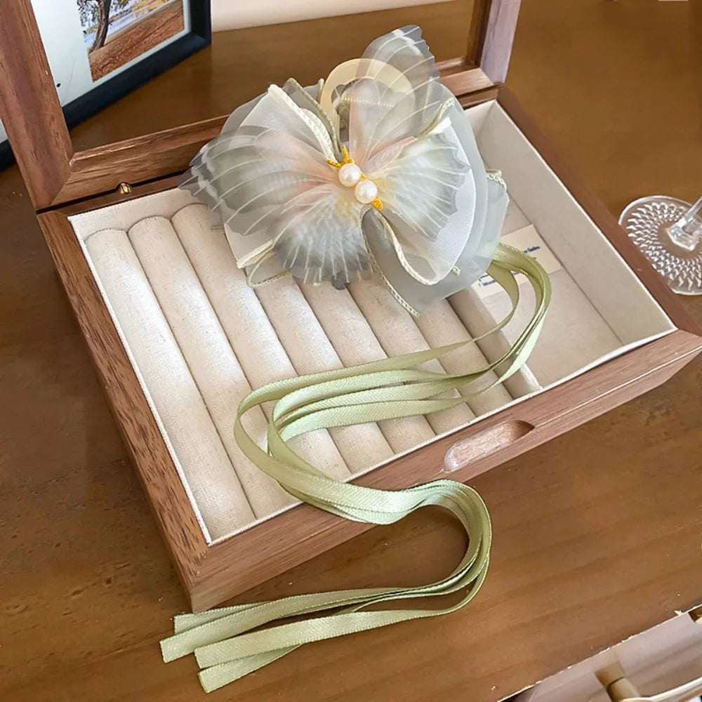 Fashion Mesh Butterfly Hair Claw Ribbon Bowknot Shark Clip Women