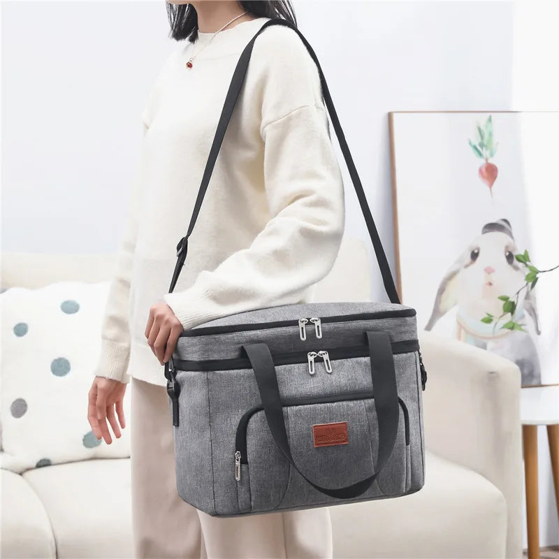 Multifunctional Double Layers Tote Cooler Lunch Bag β Large Capacity for Travel and Picnic