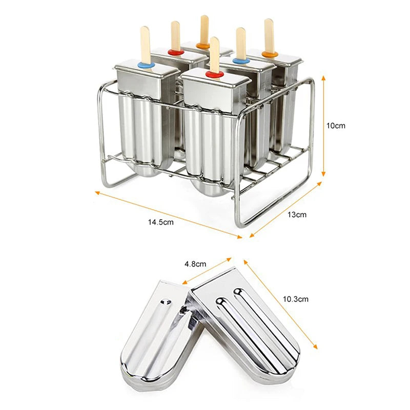 Stainless Steel Popsicle Mold Set β Reusable Ice Lolly Maker with Holder Rack for Homemade Treats