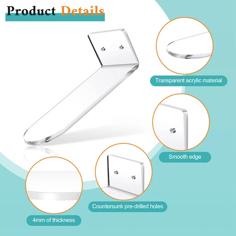 6 Pack Floating Shoe Shelves Acrylic Wall Mounted Display