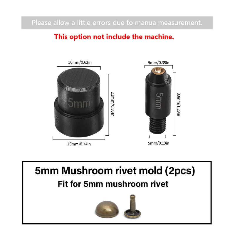 WUTA Manual Button Installation Tool for DIY Crafts Mute Punching Mushroom Rivets and Eyelets Hand Pressing Tool