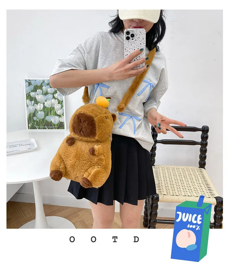 Capybara Plush Backpack Kawaii Mini Knapsack Bag for Kids