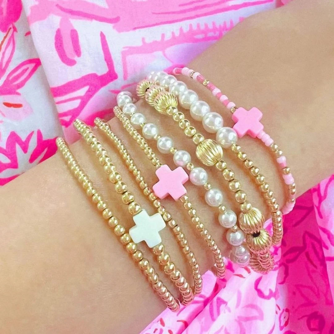 Vlen Cross Bracelet Stackable Gold Plated 18K Women Jewelry