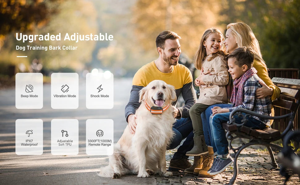 ROJECO 1000m Electric Dog Training Collar Remote Control Rechargeable Bark Control Shock Collar