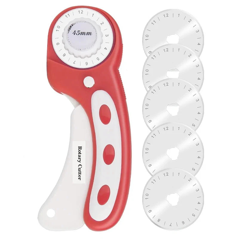45mm Rotary Cutter with 5 Replacement Blades for Quilting and Sewing Fabric Cutting Tool Set
