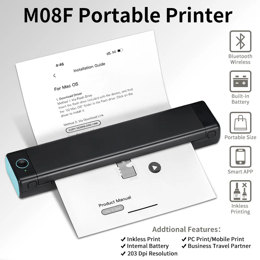 Phomemo M08F A4 Portable Thermal Printer for Travel & Office
