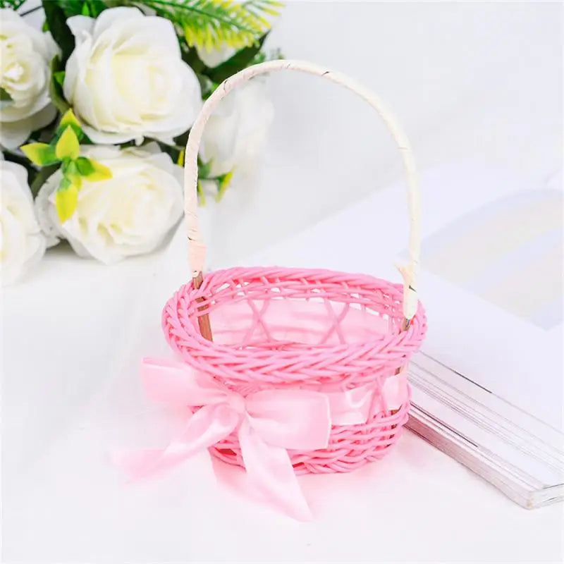 1PC Round Small Flower Storage Basket Hand-Woven Decorative Home Basket