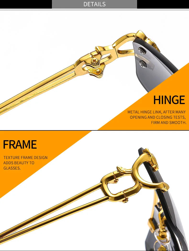 SHAUNA Fashion Metal Leopard Rimless Sunglasses UV400 Shades