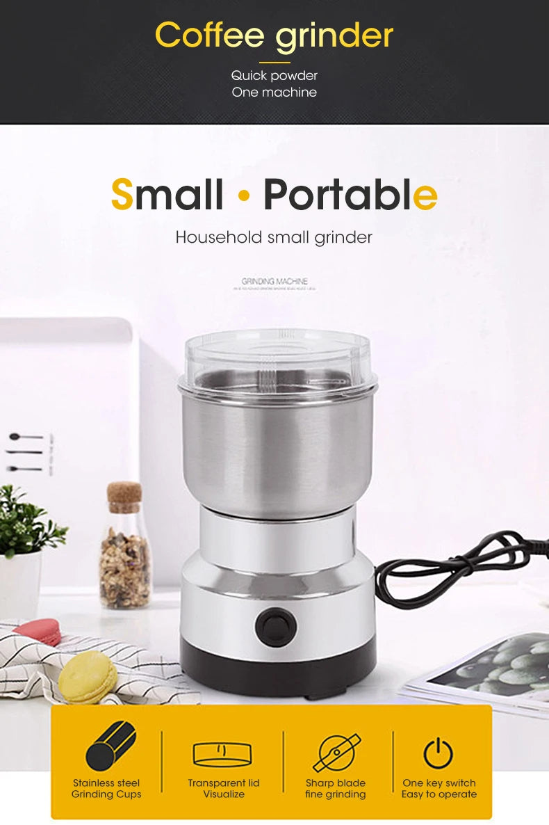 Mini Electric Grinder Household 300ml Ultrafine Food Pulverizer Coffee Spice Grain Mill 2/4 Blades