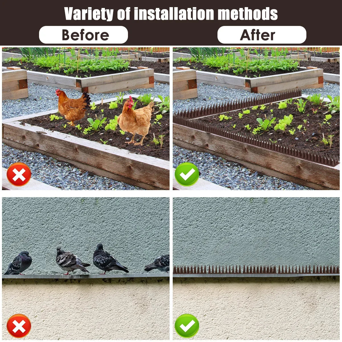 Gardening Bird Repellent Spikes Anti Cat Climb Deterrent Wall Fence Yard Supply