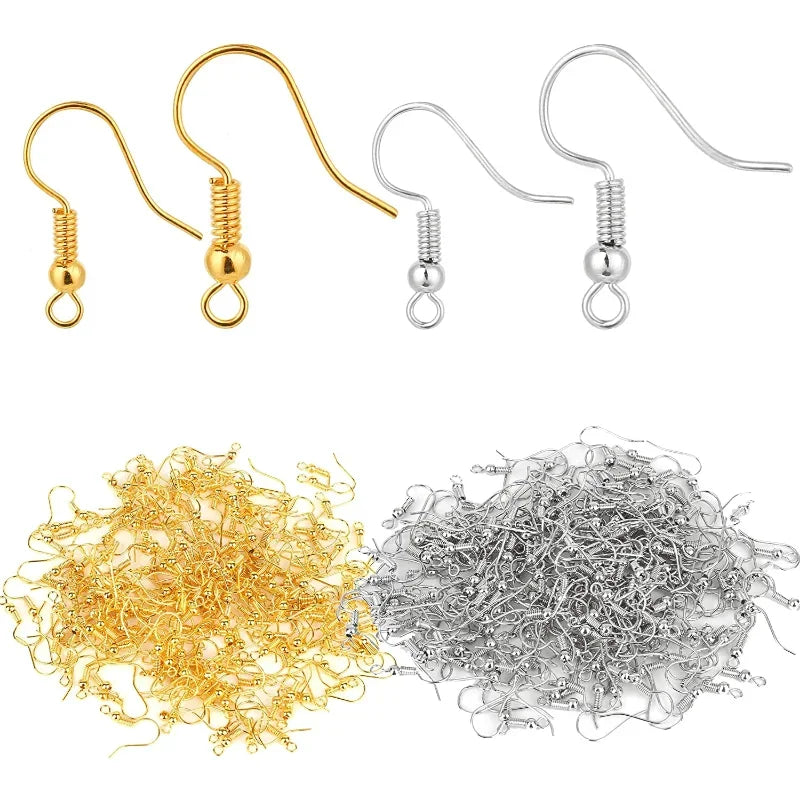100/200pcs DIY Earring Findings Stainless Steel Hooks Hypoallergenic Earwires
