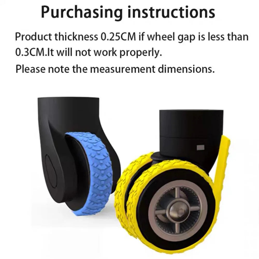 4PC Silicone Suitcase Wheel Protection Case for Quiet Travel