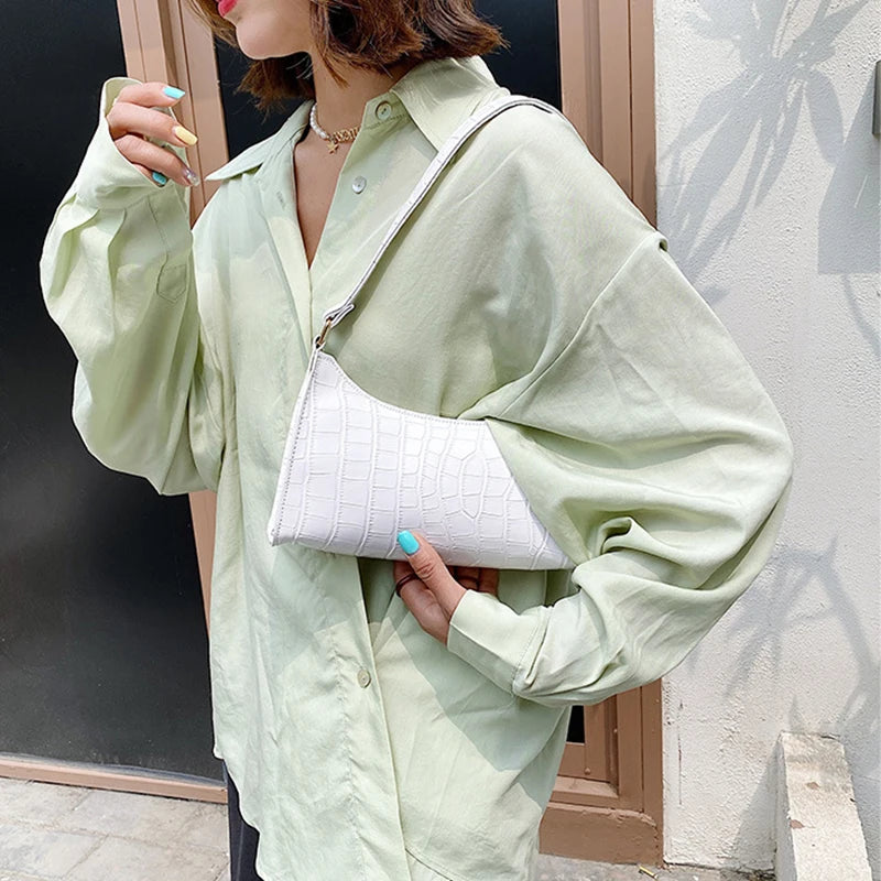 Retro Alligator Pattern Small Handbags for Women PU Leather