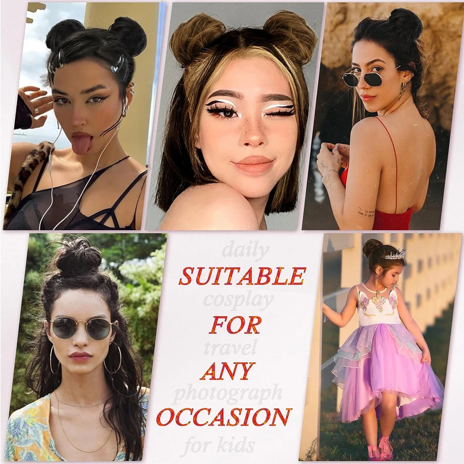 Straight Hair Bun Elegant Donut Chignon Golden Blond Hairpiece