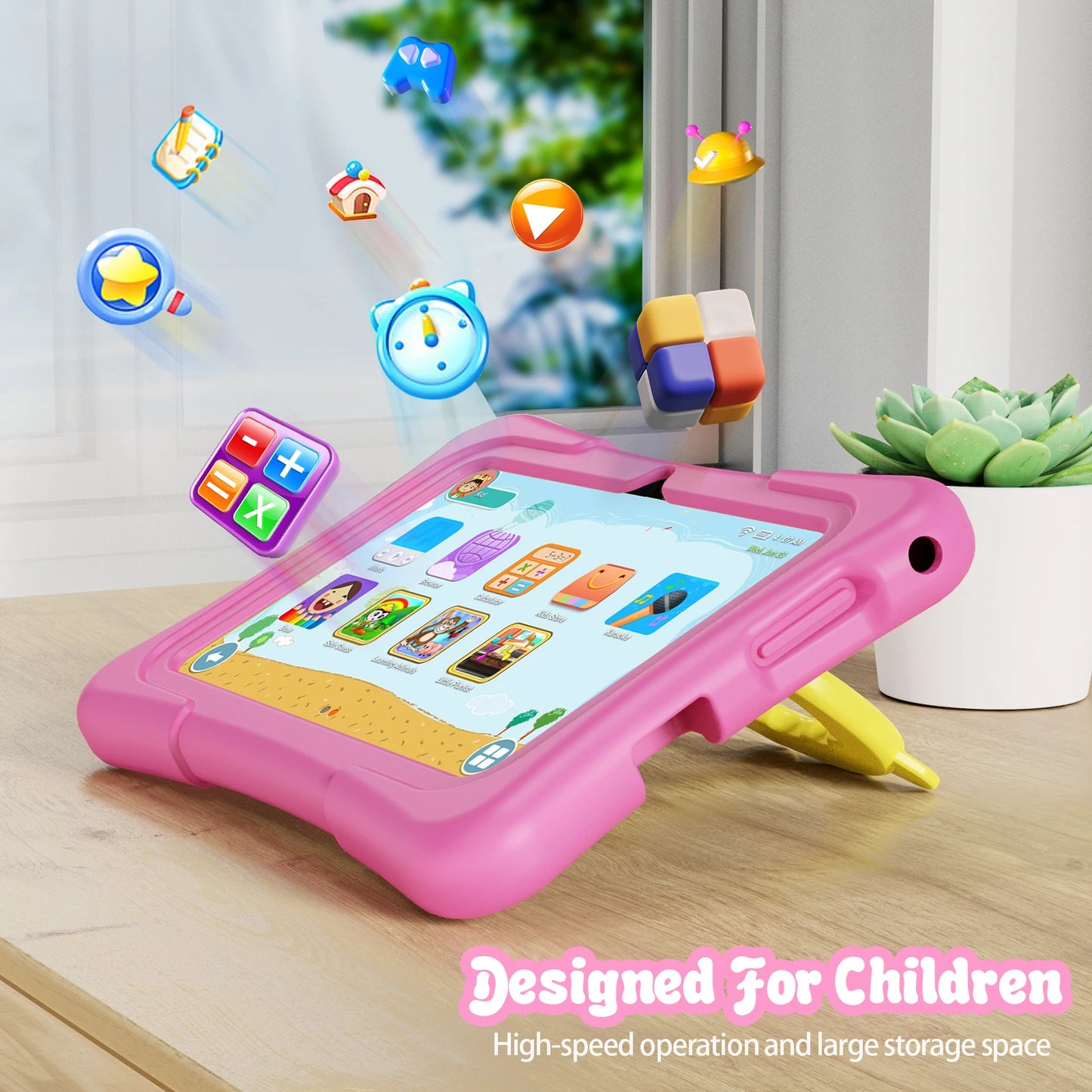 Tableta PRITOM para niños, 7 pulgadas, Android 11, 32 GB, WiFi, Bluetooth, cámara dual, software educativo instalado con estuche de prueba
