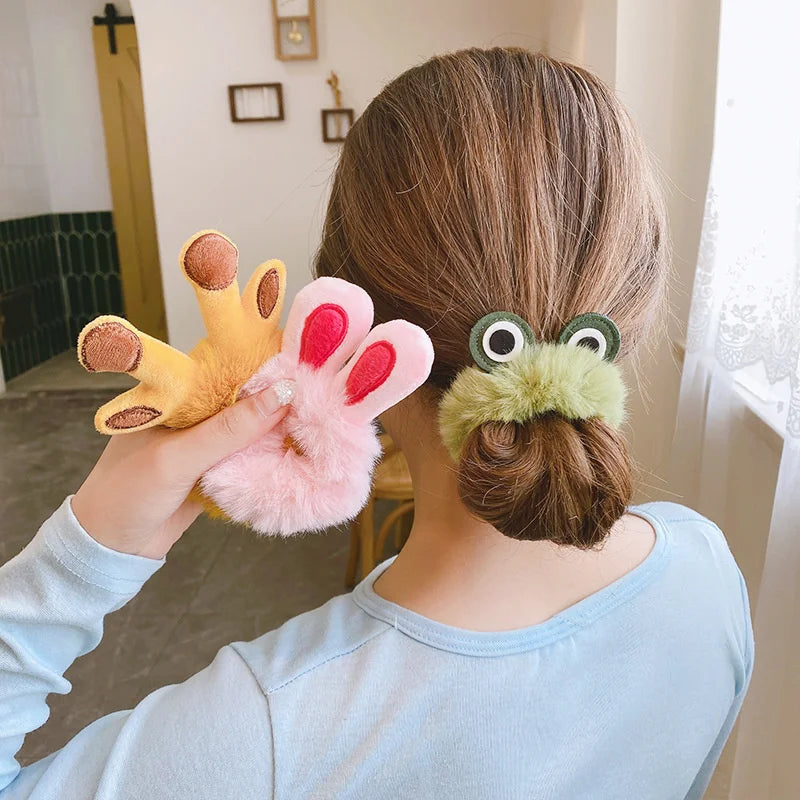 1PC Girl Hair Accessories Plush Rabbit Ears Elastic Hair Rope