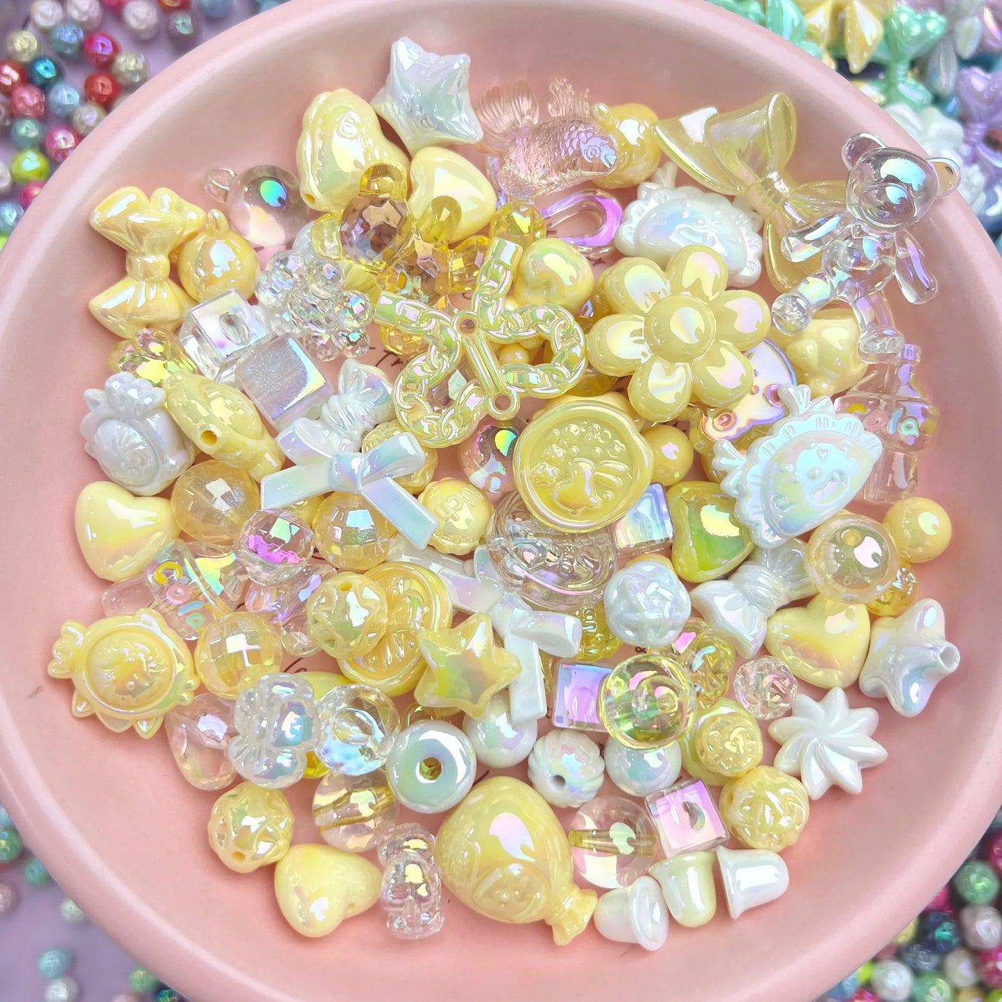 20g Y2K Mixed Bowknot Flower Heart Acrylic Cute Beads for DIY Jewelry Craft