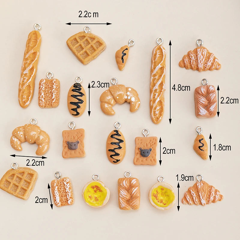 20pcs Lot Mixed Simulation Bread Cake Food Charms for DIY Jewelry