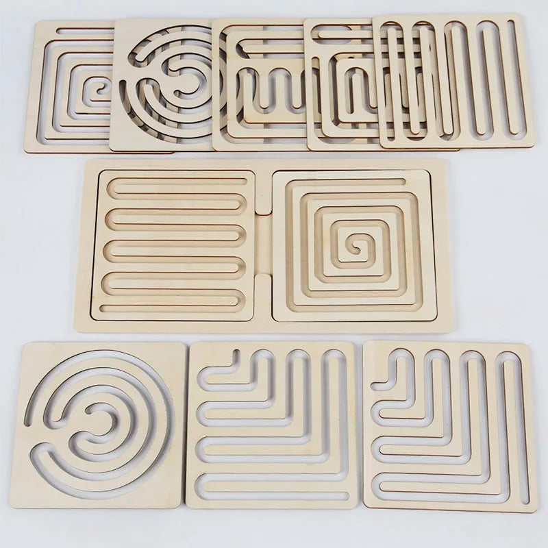 Children's Left Right Brain Puzzle Pen for Movement Trajectory Control and Hand Eye Coordination Training Educational Wooden Toy for Ages 3 to 6