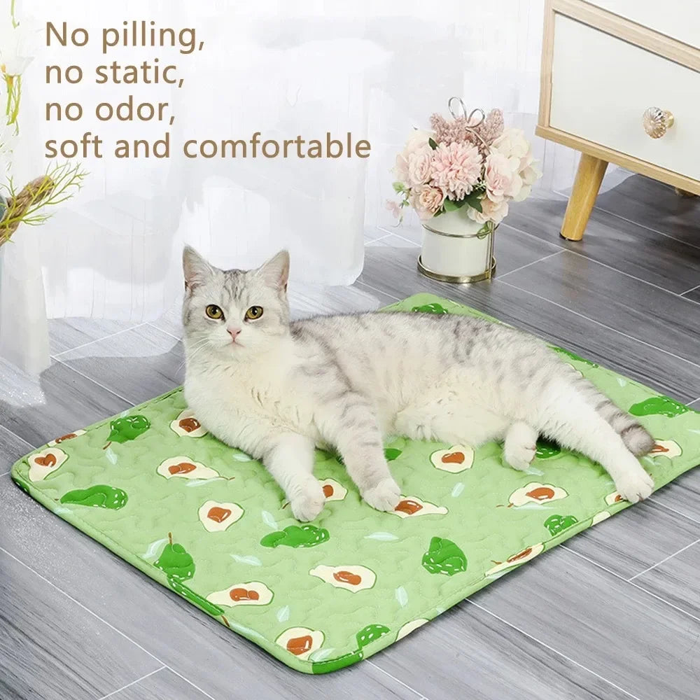 Pet Summer Mat Cooling Ice Blanket Mat Moisture Proof Dog Floor Sofa Cushion Skin Friendly Cat Sleeping Breathable Pet Bed Mat