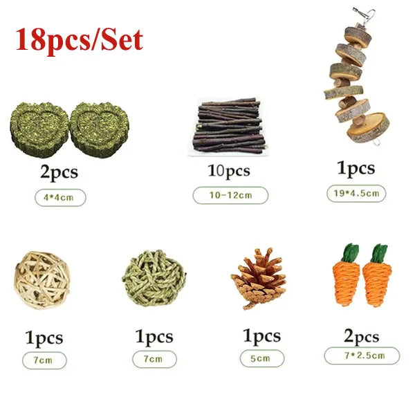 Rabbit Guinea Pig Dragon Cat Chew Toys Tooth Cleaning Toy for Bunny Hamster Tooth Grinding Set Pet Tooth Grinding Snacks