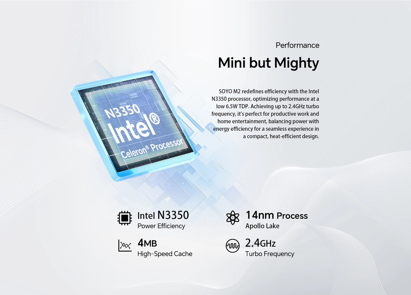 SOYO M2 Mini PC with 6GB RAM, 64GB EMMC, Intel N3350