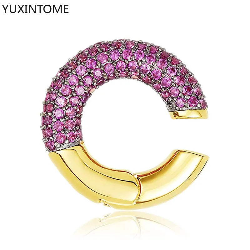 1PC Pave Color Crystal Ear Cuff Adjustable Gold Clip Jewelry