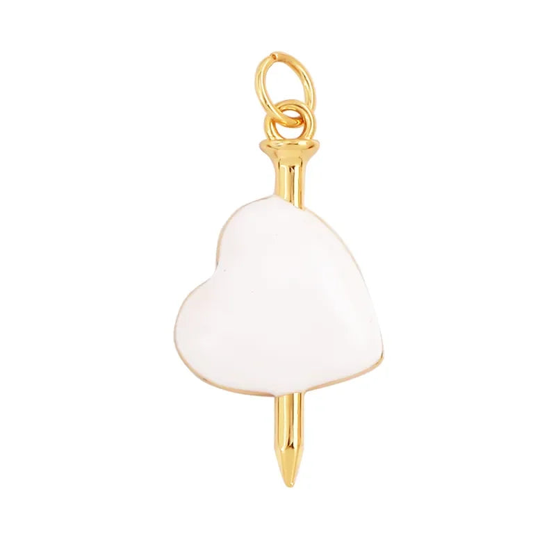 New Sacred Red Heart Charm Pendant 18K Gold Plated Zircon