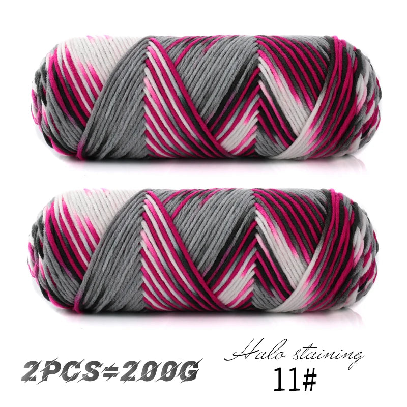 2 PCs Colorful 5-Strand Dyed Milk Cotton Baby Yarn DIY Scarf