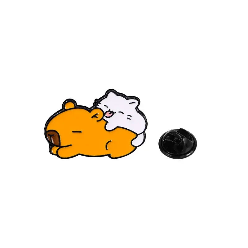 Elviragirl 1Pcs Cute Cartoon Capybara Enamel Brooch Pin