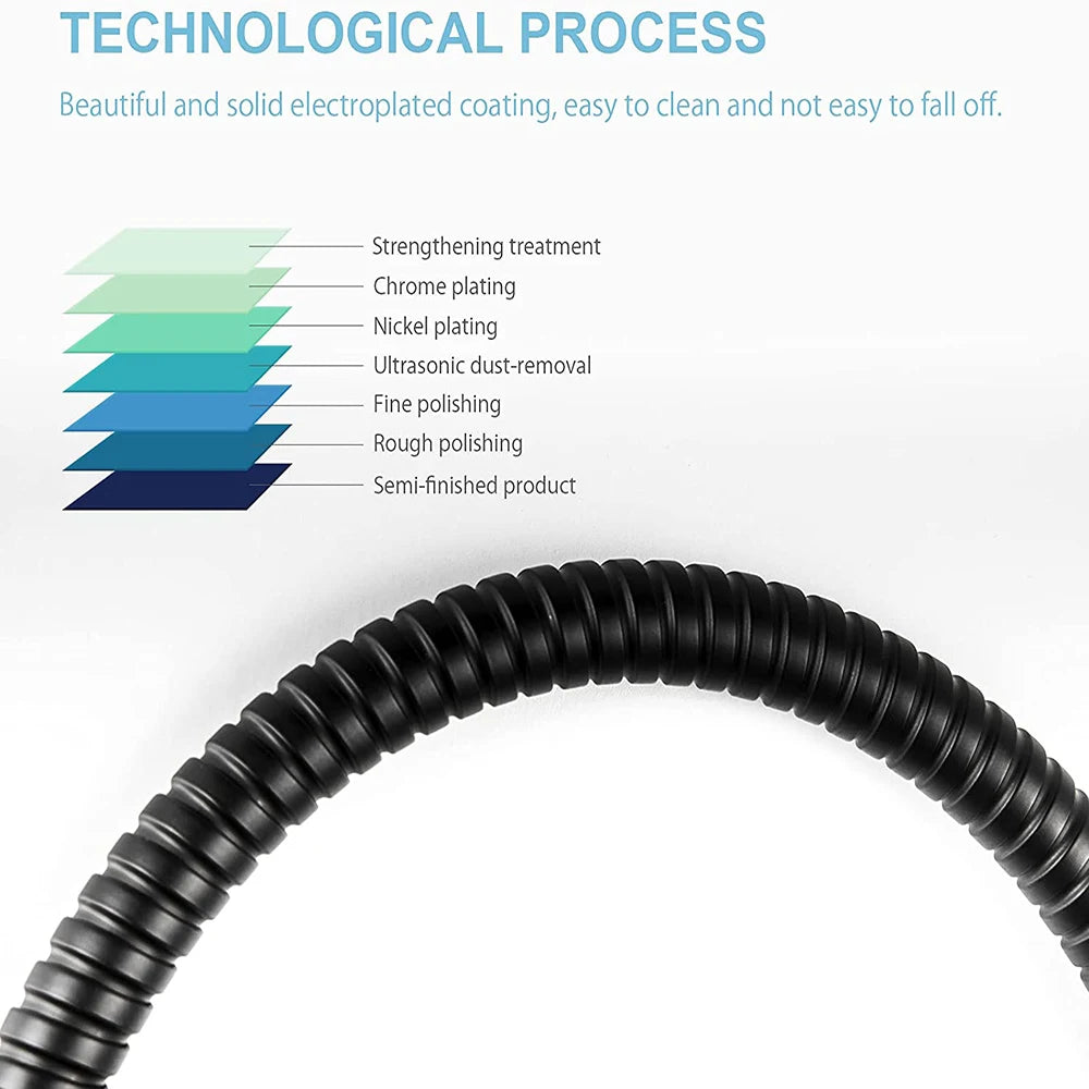 1.5/2M Black SUS 304 Flexible Shower Hose for Easy Plumbing