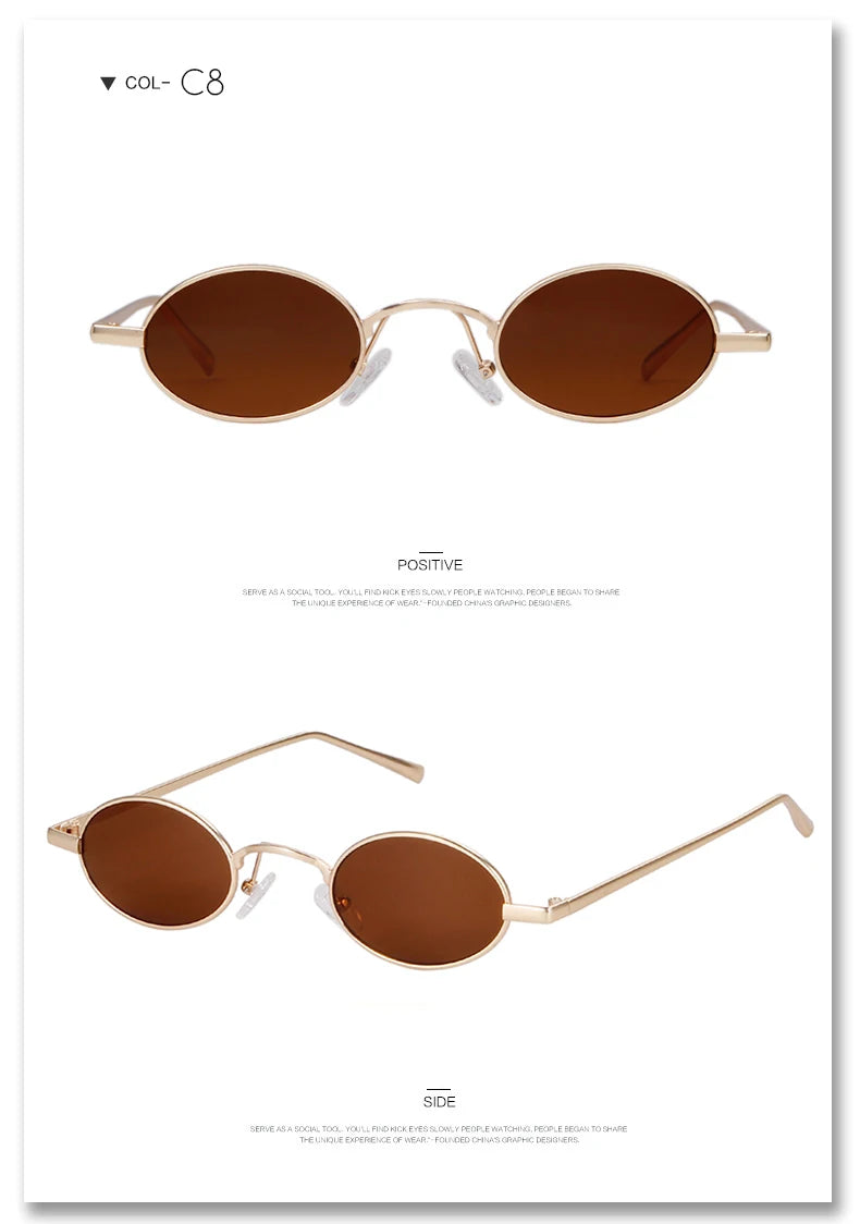 SORVINO Skinny Steampunk Oval Sunglasses 2020 Women Gold Shades