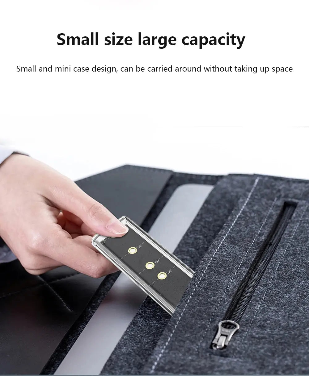 M.2 NVME PCIe NGFF SATA Dual Protocol SSD Case Clear USB Type C 10Gbps External Enclosure