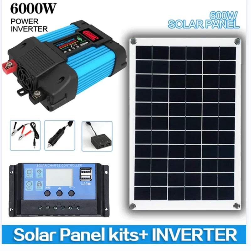 6000W Solar Inverter Kit with 600W Panel 12V Charging System