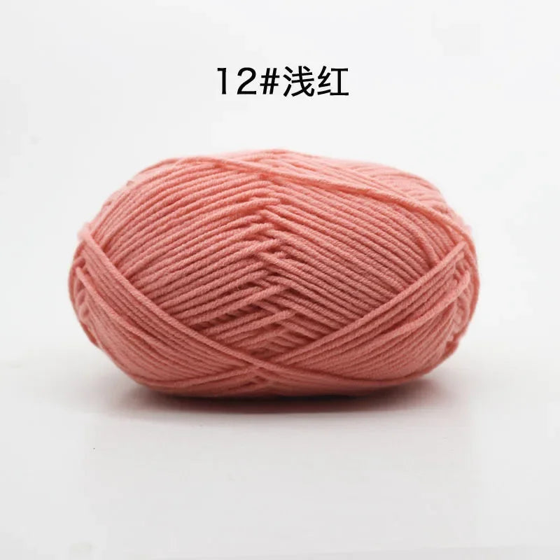 Likeecords 4-Strand Milk Cotton Yarn 60g Soft Baby Yarn for Knitting and Crochet