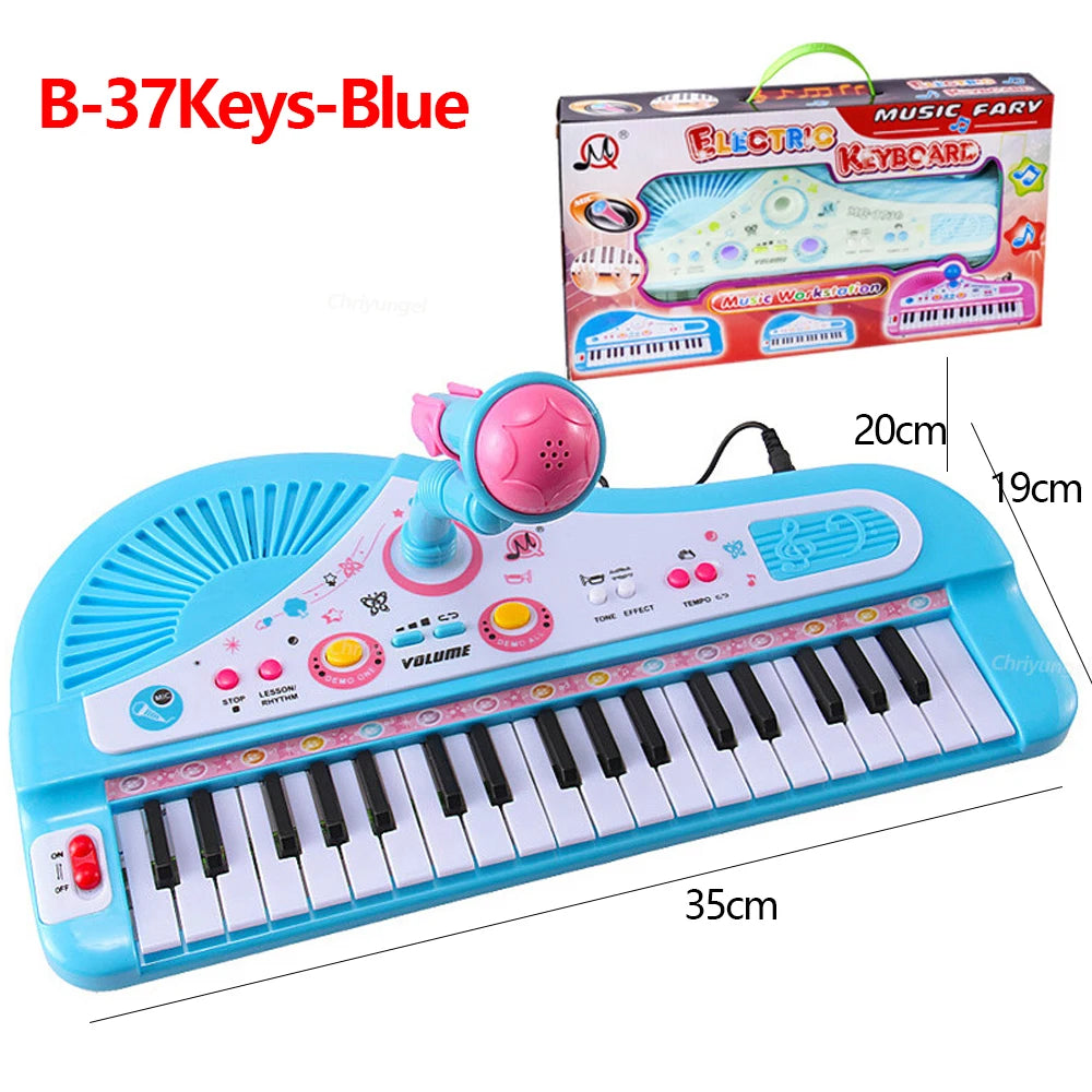 37 Keys Kids Electronic Piano Keyboard with Microphone Educational Musical Instrument for Boys and Girls