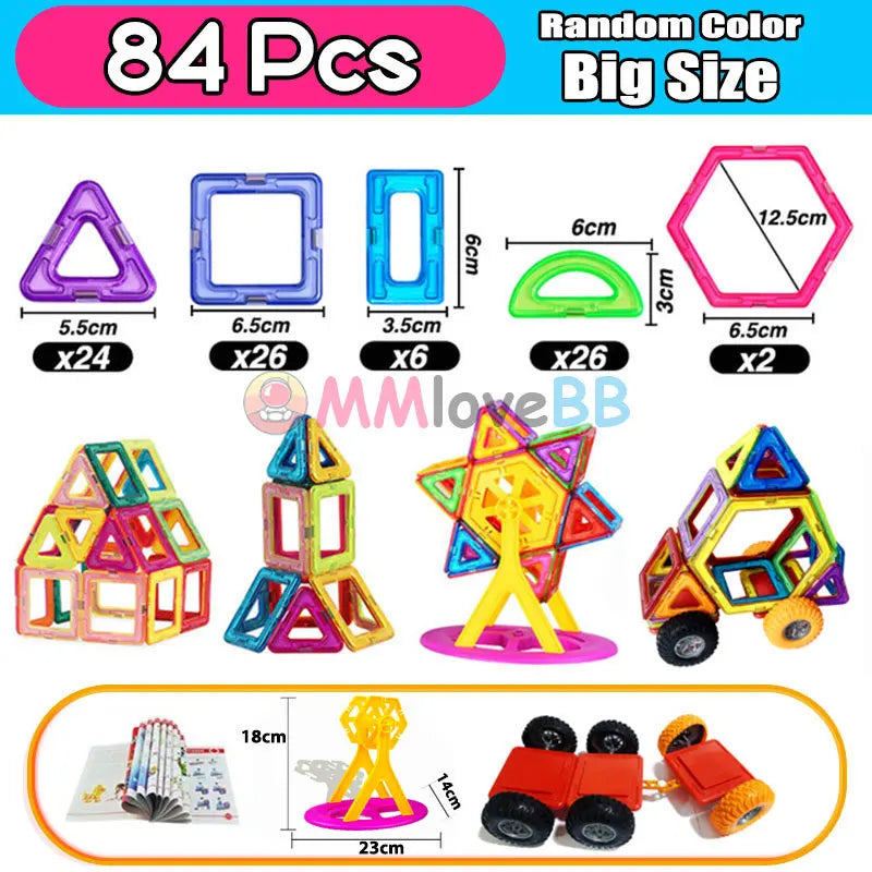 Big Size Magnetic Building Blocks Set for Kids Creative Constructor Toys for Boys and Girls Ages 4 to 12