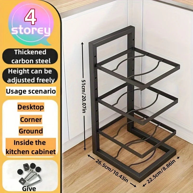 Adjustable Stainless Steel Pot Rack Organizer for Kitchen Multi-Layer Pot and Pan Storage Solution