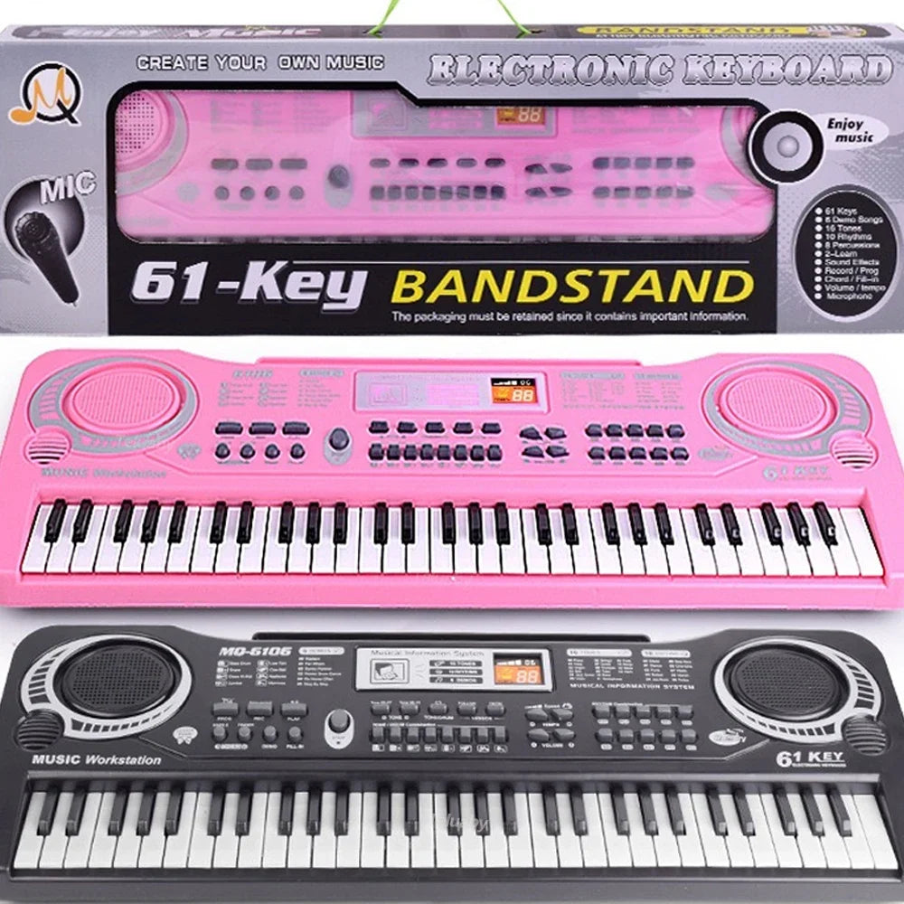 Chriyungel Kids Electronic Piano Keyboard with Microphone 61 Keys or 37 Keys Musical Instrument Toy for Beginner Children