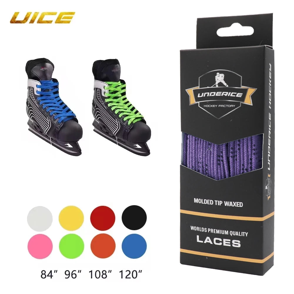 Ice Hockey Skate Laces 84-120inch Waxed Dual Layer Braid