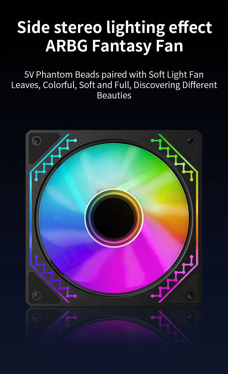 Ventilador para caja de PC TEUCER Prism12025 de 120 mm, 5 V, 3 pines, ARGB, efecto de luz de espejo cíclico, PWM, 800 a 2000 RPM, juego de 3 piezas