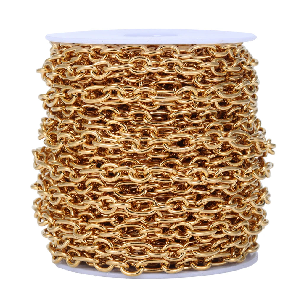 1 Meter Stainless Steel 18k Gold O Link Rolo Cable Chain