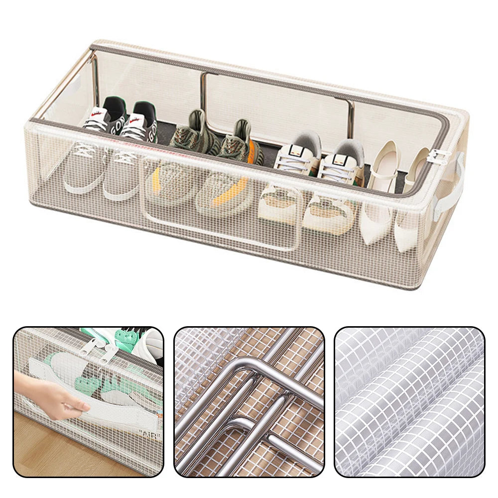 1PC Pvc Shoe Basket Bed Bottom Shoe Storage Box Dust-Proof Transparent Organizer