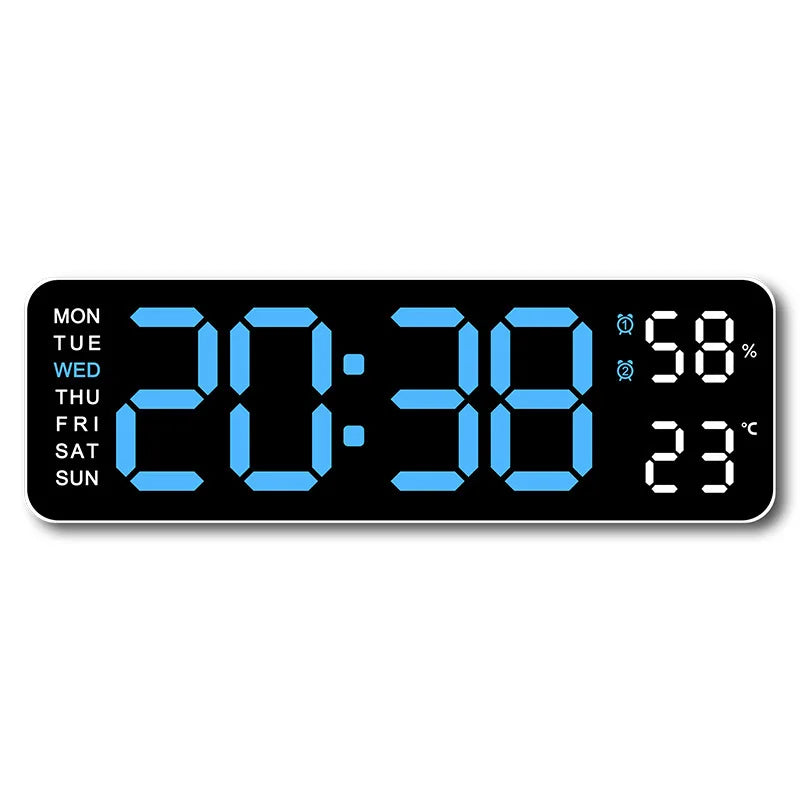 12inch Smart Mute LED Electronic Wall Clock with Thermometer