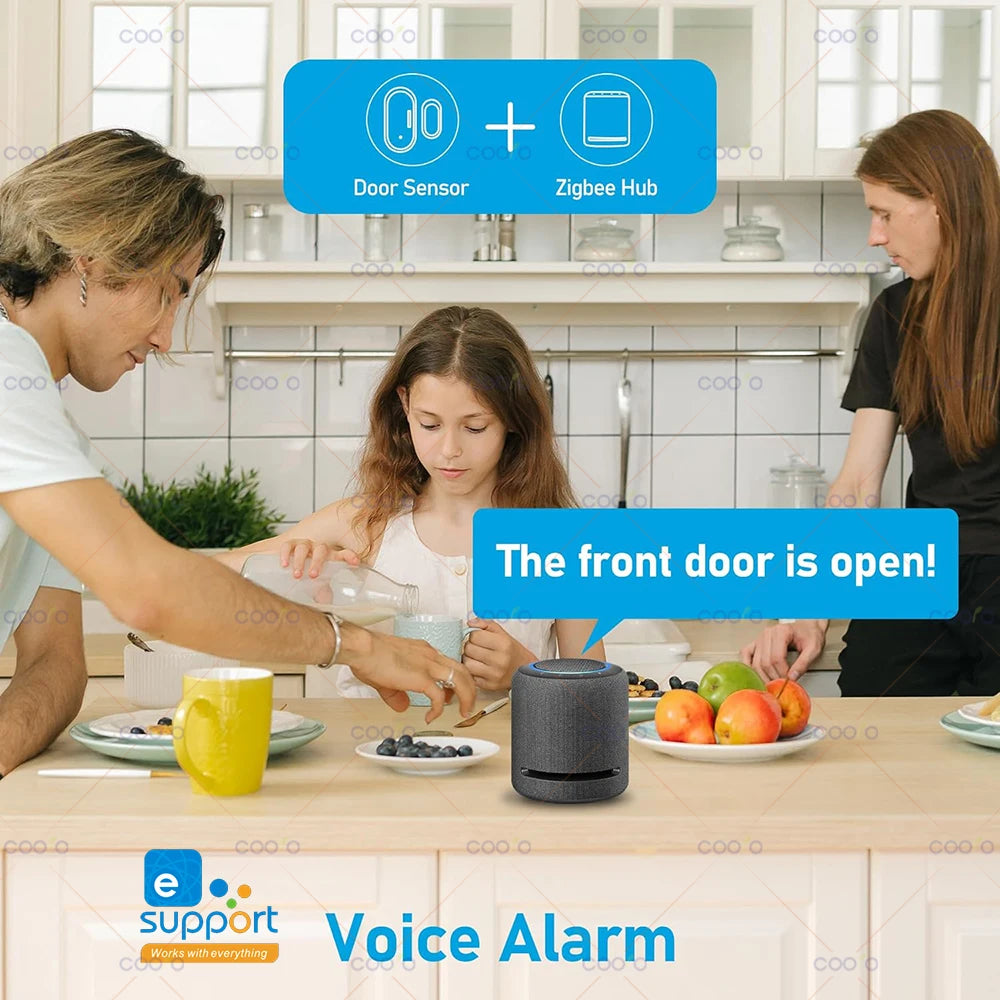 Sensor de puerta Ewelink Zigbee Detector de alarma magnético inalámbrico para ventanas abiertas y cerradas Funciona con Zigbee2MQTT Alexa Google Necesita puerta de enlace