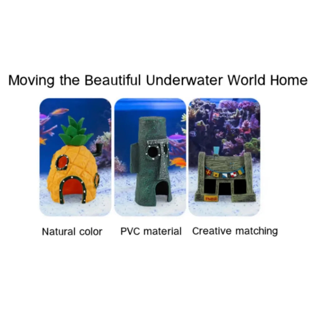Cute Aquarium Resin Decoration Castle Pineapple Dining Room Dodge House Aquarium Small Ornament Fish Tank Accessories Decoration