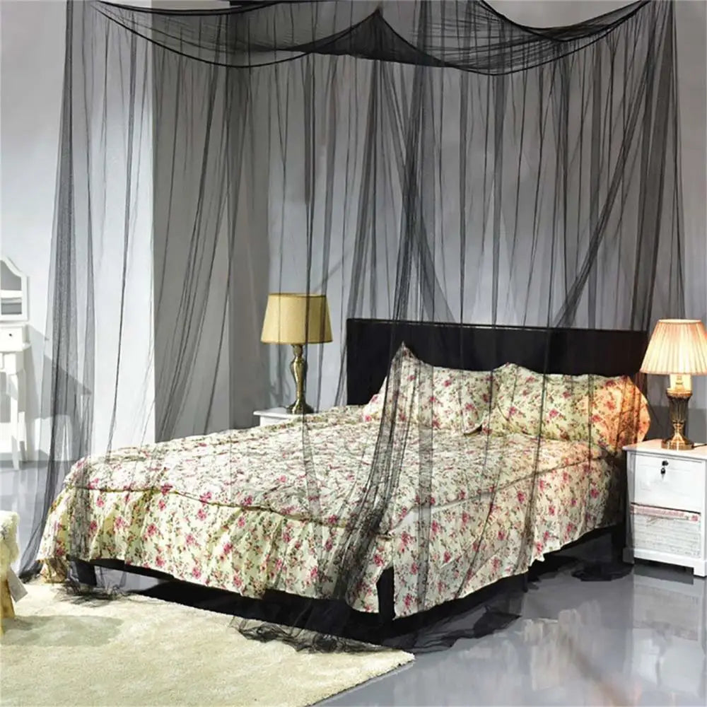 Mosquito Net Cotton Four-Door Canopy for King/Queen Bed