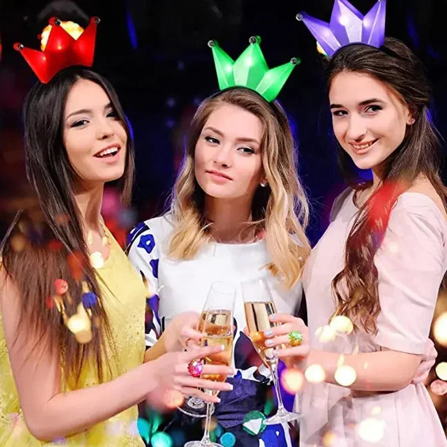 LED Princess Crown Headbands 6/12pcs Light Up Tiaras for Weddings and Parties Flashing Hair Hoops