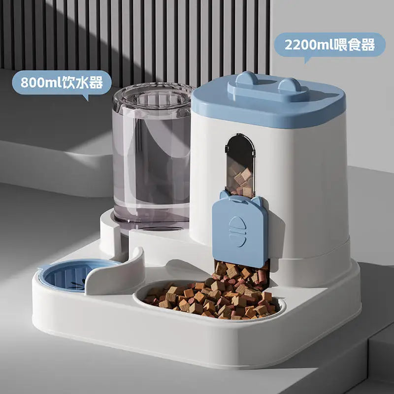Automatic Dog Cat Feeder and Water Dispenser Gravity Food Feeder and Waterer Set with Pet Food Bowl Universal Pet Products